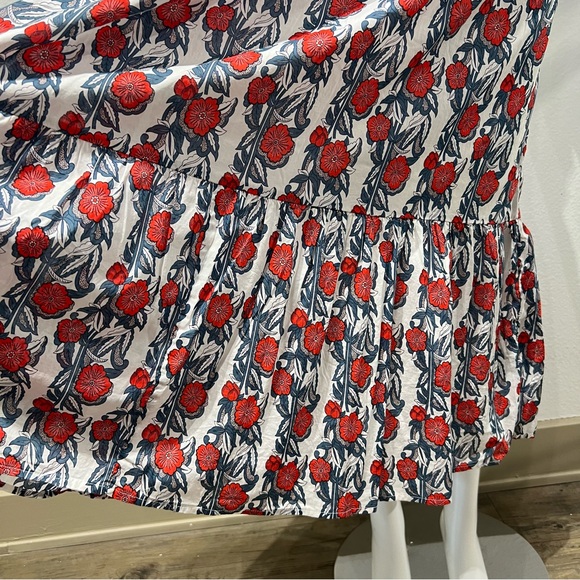 NWT J.Crew V-neck Maxi in Ivory Cerise Poppy Print Floral Cotton Tiered Dress - Picture 8 of 16
